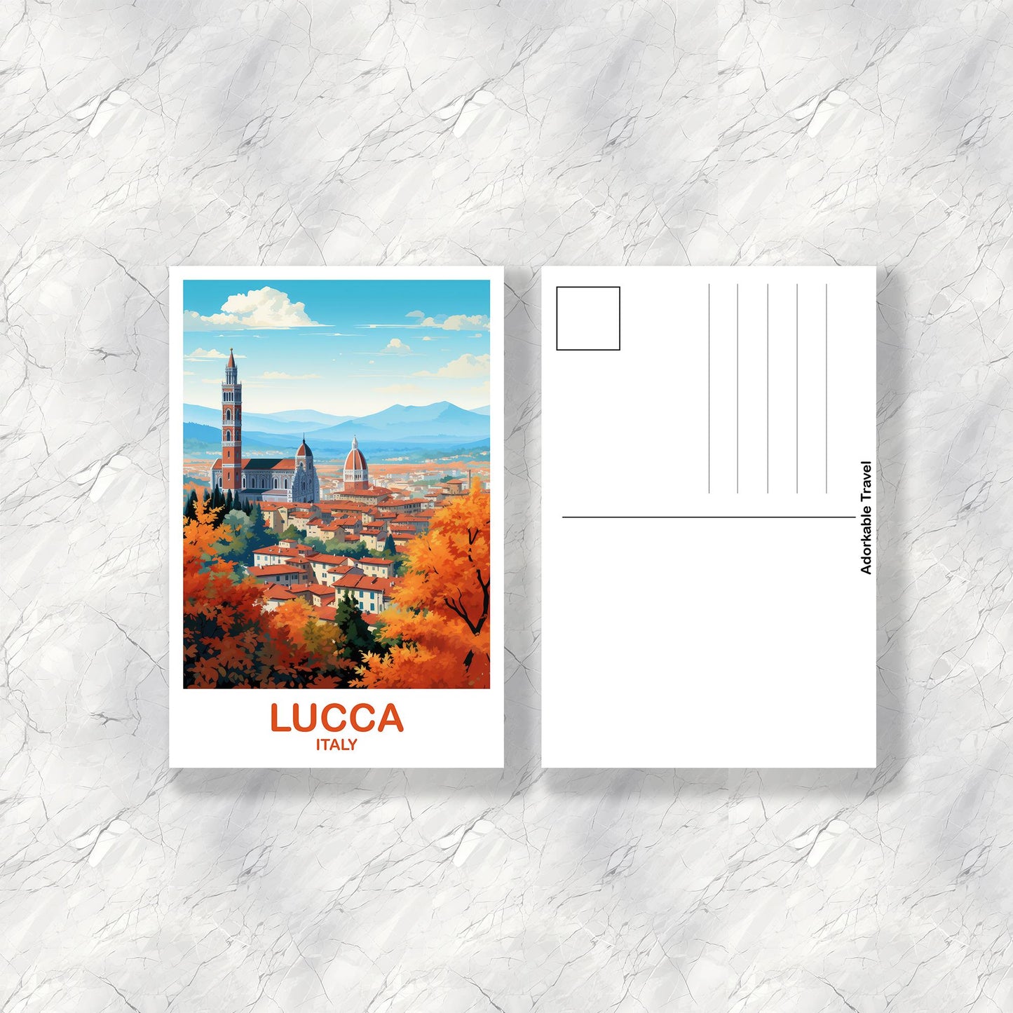 Lucca Italy Travel Postcard, Lucca Travel Art Postcard, Italy TravelPostcard Art, Lucca Travel, Travel Poster | T2EU_ITLU1_P