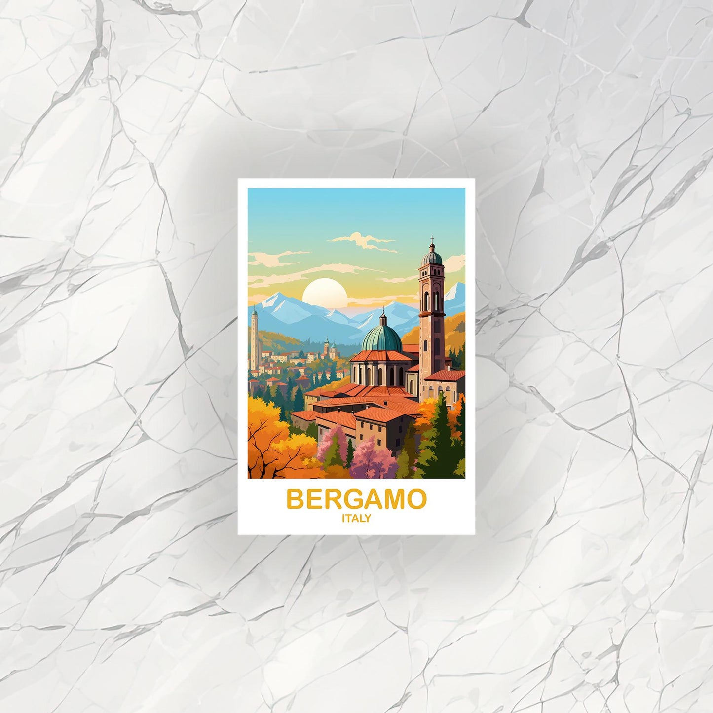 Bergamo Italy Travel Sticker, Italy Travel Sticker, Bergamo Travel Sticker Art, Italy Travel, Europe Travel Sticker | T2EU_ITBER1_S
