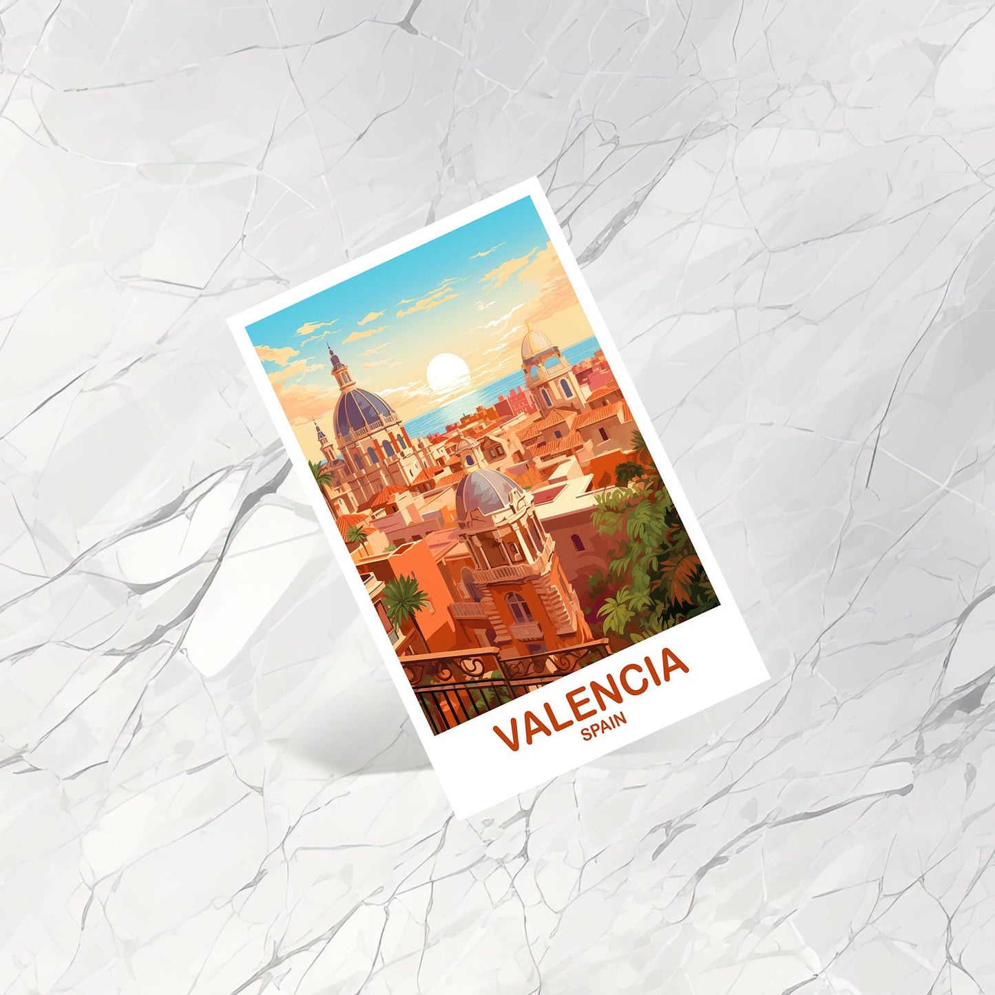Valencia Spain Travel Postcard Art, Spain Travel Postcard, Valencia Wall Art Postcard, Spain Travel Art Postcard | T2EU_SPVA1_P