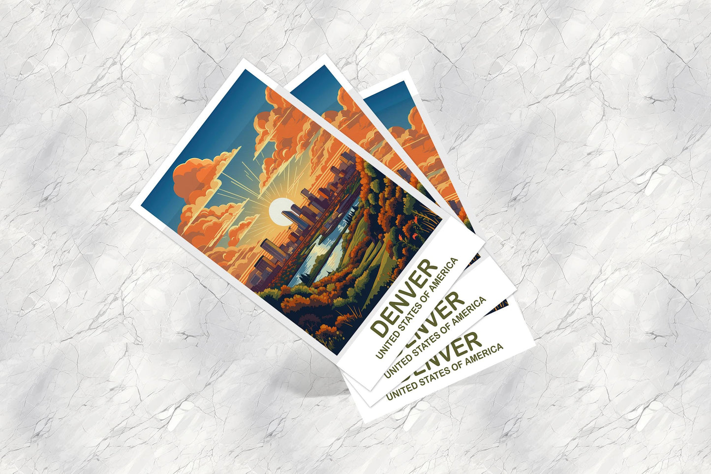 Denver Colorado Travel Postcard Art, Colorado Travel Postcard, City Skyline Postcard, USA Travel Postcard, Travel Postcard | T2NA_CODE1_P