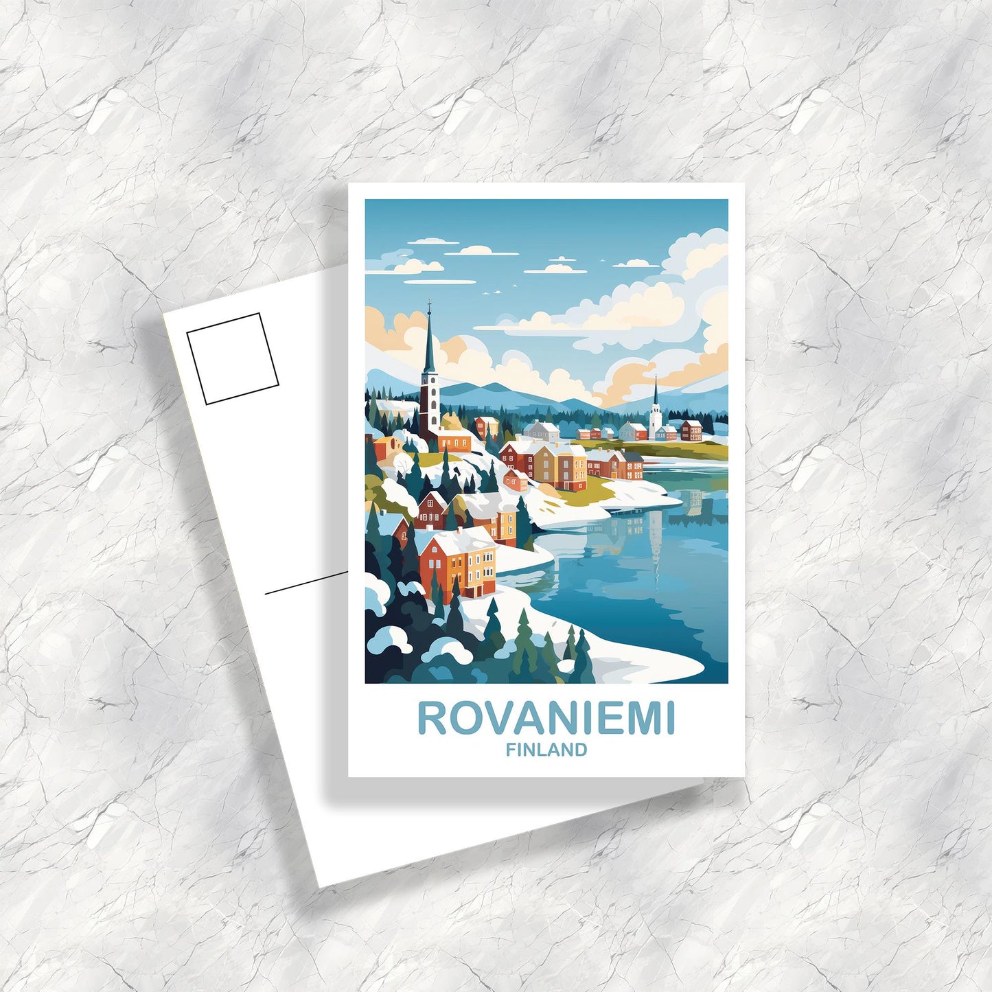 Rovaniemi Finland Travel Postcard Art, Finland Travel Postcard, Rovaniemi Wall Art Postcard, Finland Travel Art Postcard | T2EU_FIVO1_P