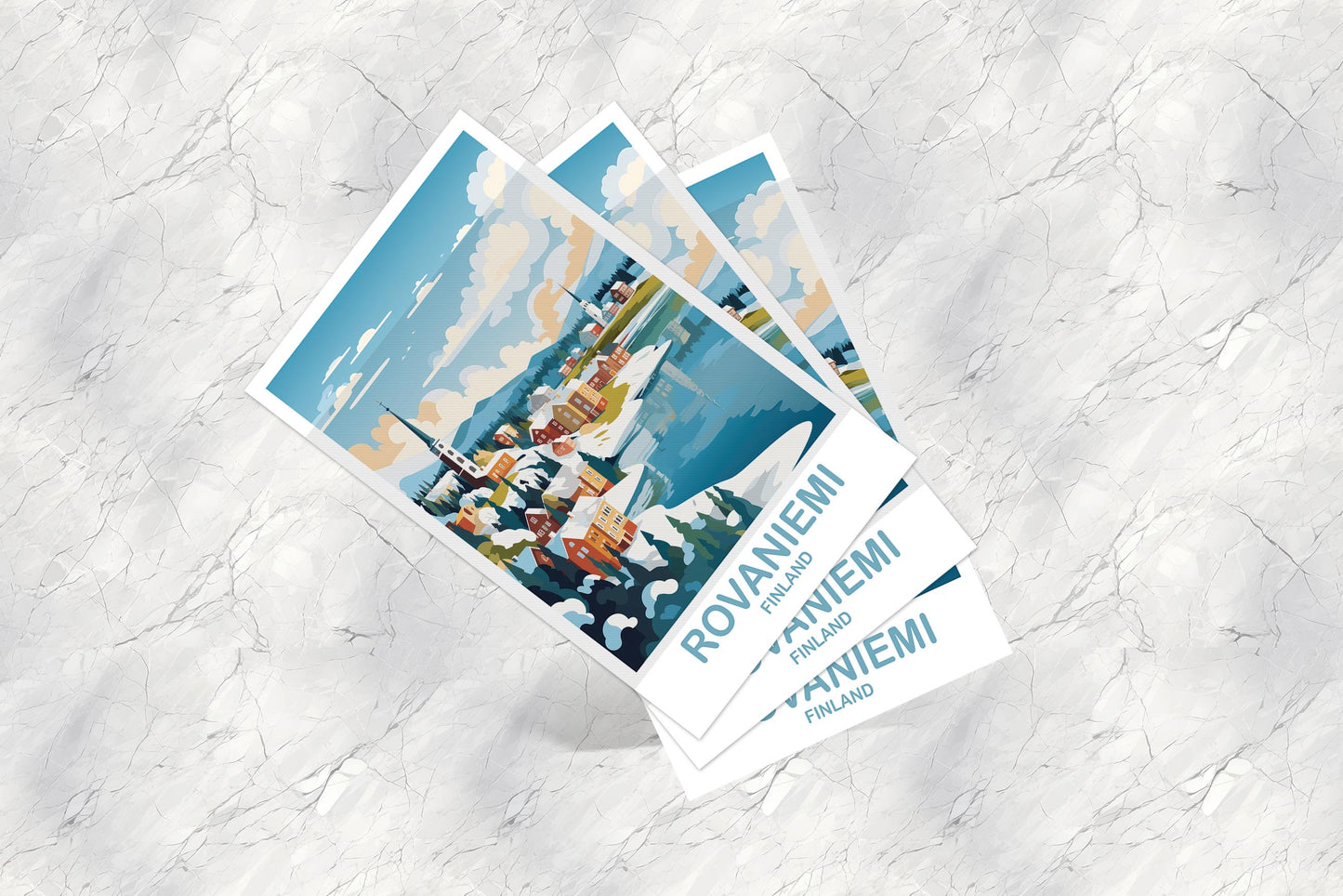 Rovaniemi Finland Travel Postcard Art, Finland Travel Postcard, Rovaniemi Wall Art Postcard, Finland Travel Art Postcard | T2EU_FIVO1_P