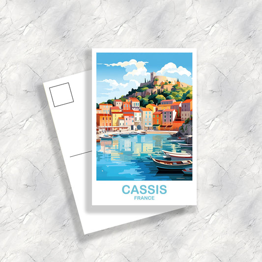 Cassis France Travel Postcard, Cassis Postcard, Cassis France Art Print, France Postcard, City Skyline Sunset | T2EU_FRCA1_P