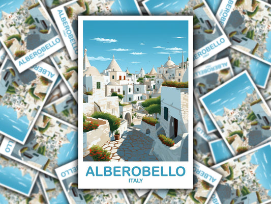 Alberobello Italy Travel Sticker, Alberobello Travel Art, Italy Poster, Alberobello Travel Sticker, Italy Travel Sticker Art | T2EU_ITAL1_S