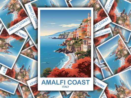 Amalfi Coast Italy Sticker, Amalfi Coast Travel Sticker, Italy Travel Sticker Art, Amalfi Coast Travel Art, Travel Sticker | T2EU_ITAC1_S