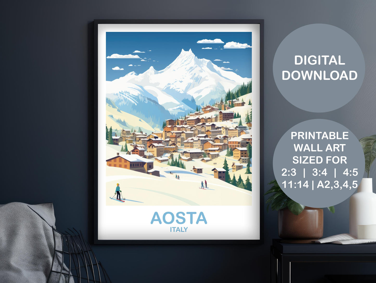 Printable Aosta Italy Travel Wall Art, Digital Italy Travel Art, Italy Travel  Art, Aosta Digital Download, Europe Travel Art | DT2EU_ITAO1