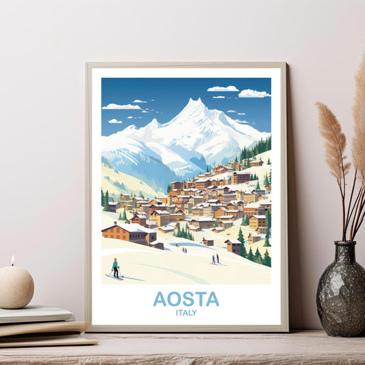 Aosta Italy Travel Poster, Aosta Poster Art, Italy Poster, Aosta Travel Wall Art, Italy Travel Wall Art, Europe Travel Art | T2EU_ITAO1