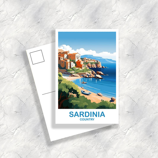 Sardinia Italy Travel Postcard, Sardinia Travel Postcard, Italy Postcard, Sardinia Travel Art, Italy Travel Postcard | T2EU_ITSA1_P
