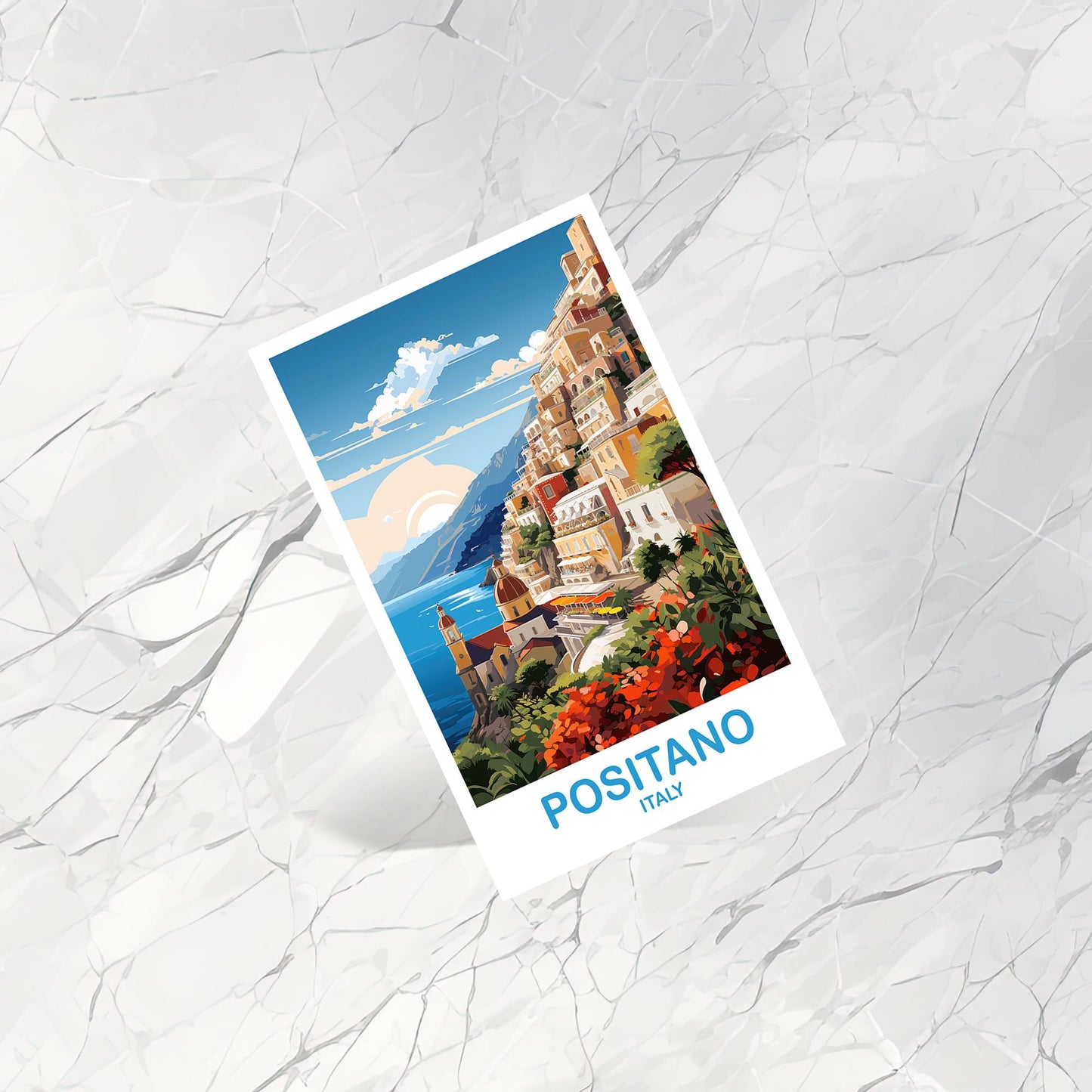 Positano Italy Travel Postcard, Positano Travel Postcard, Italy Postcard, Positano Travel Art, Italy Travel Postcard | T2EU_ITPOS1_P