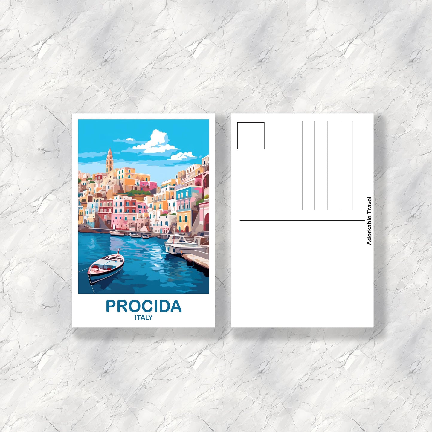 Procida Italy Travel Postcard, Procida Travel Postcard, Italy Postcard, Procida Travel Art, Italy Travel Postcard | T2EU_ITPR1_P