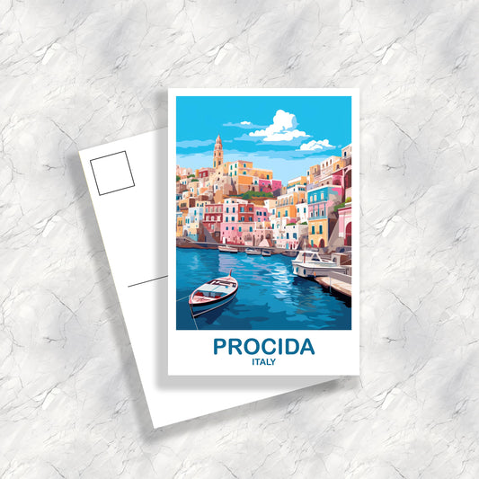Procida Italy Travel Postcard, Procida Travel Postcard, Italy Postcard, Procida Travel Art, Italy Travel Postcard | T2EU_ITPR1_P
