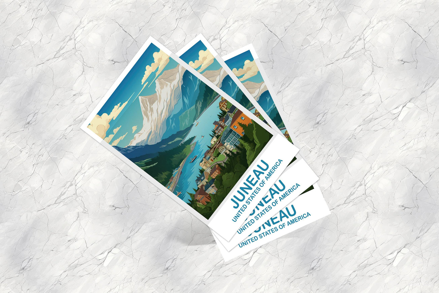 Juneau Alaska Travel Postcard, Juneau Alaska Postcard, Alaska Travel Art, Alaska Postcard, Juneau Art, Travel Postcard | T2NA_ALJU1_P