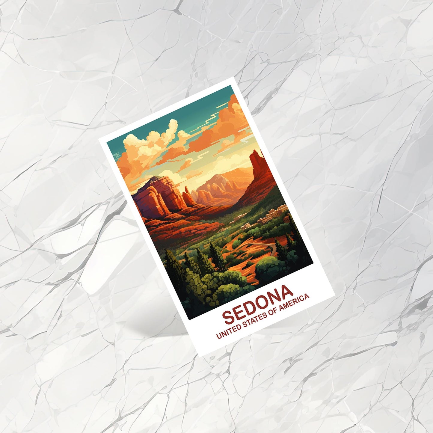 Sedona Arizona Travel Postcard, Arizona Travel Postcard, Sedona Postcard, USA Postcard, Sedona Travel Art, Arizona Travel Art | T2NA_ARSE1_P