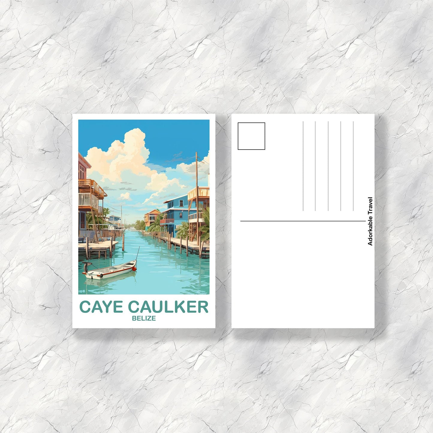 Caye Caulker Belize Travel Postcard, Caye Caulker Travel Postcard, Belize Postcard, Travel Art,  Caye Caulker Travel Art | T2NA_BECC1_P