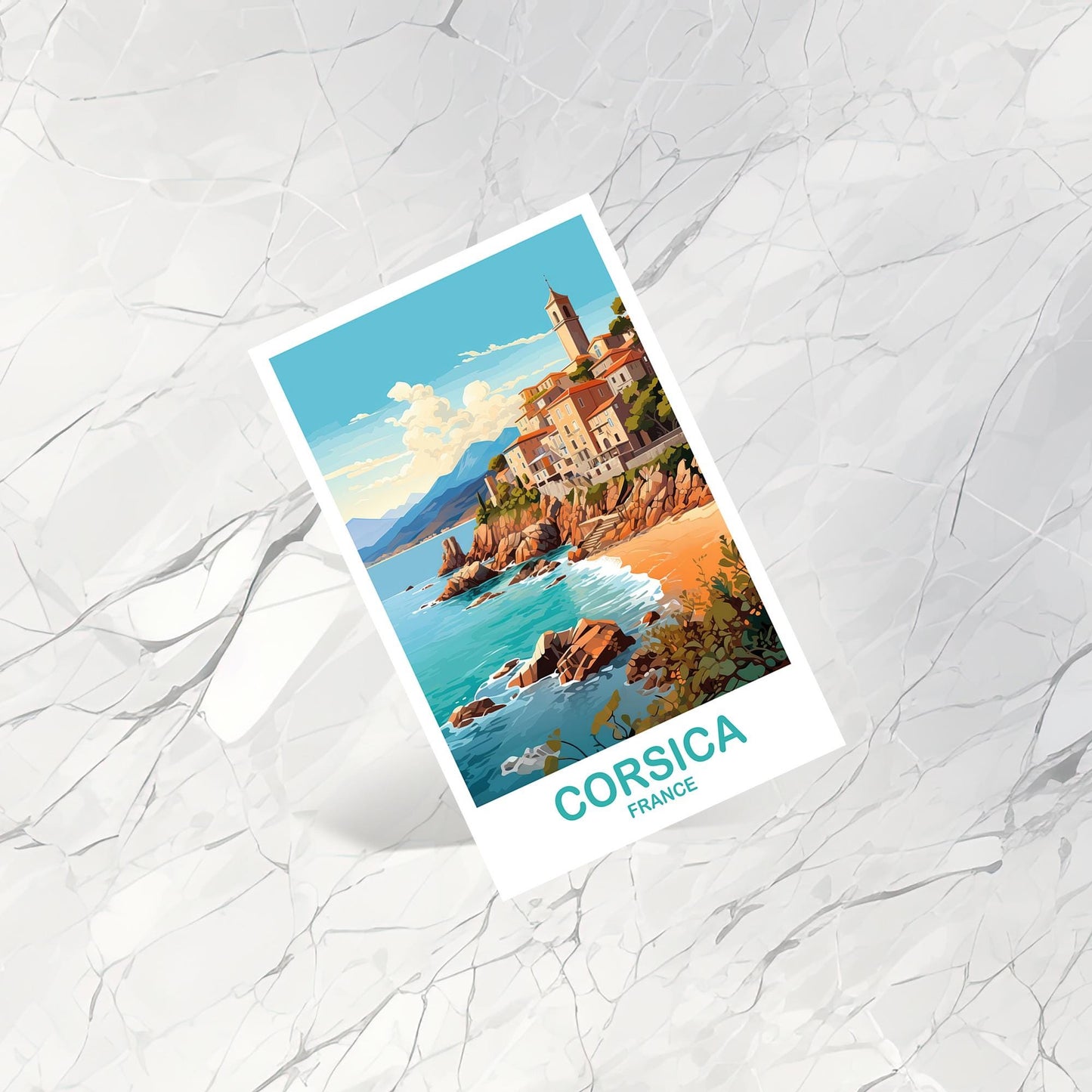 Corsica France Travel Postcard, Corsica Postcard, Corsica France Art Print, France Postcard, City Skyline Sunset | T2EU_FRCO1_P