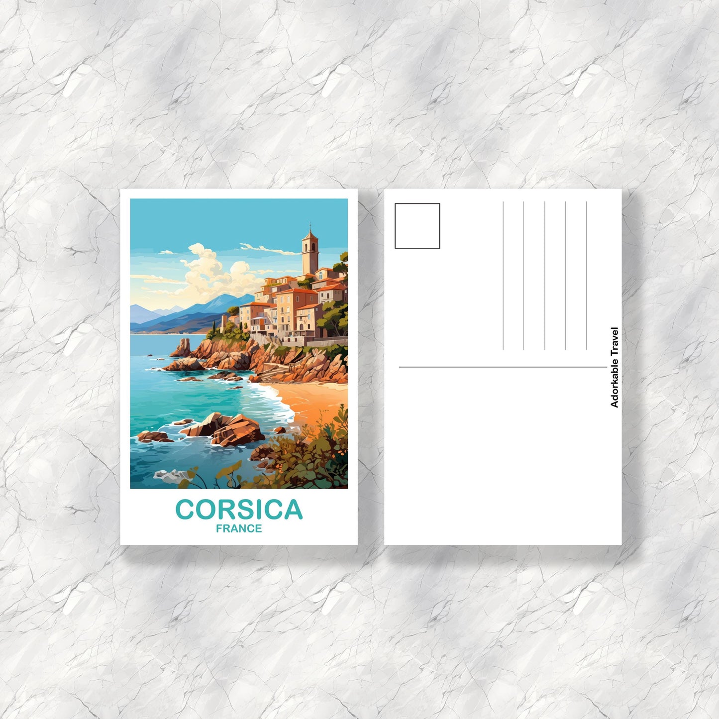 Corsica France Travel Postcard, Corsica Postcard, Corsica France Art Print, France Postcard, City Skyline Sunset | T2EU_FRCO1_P