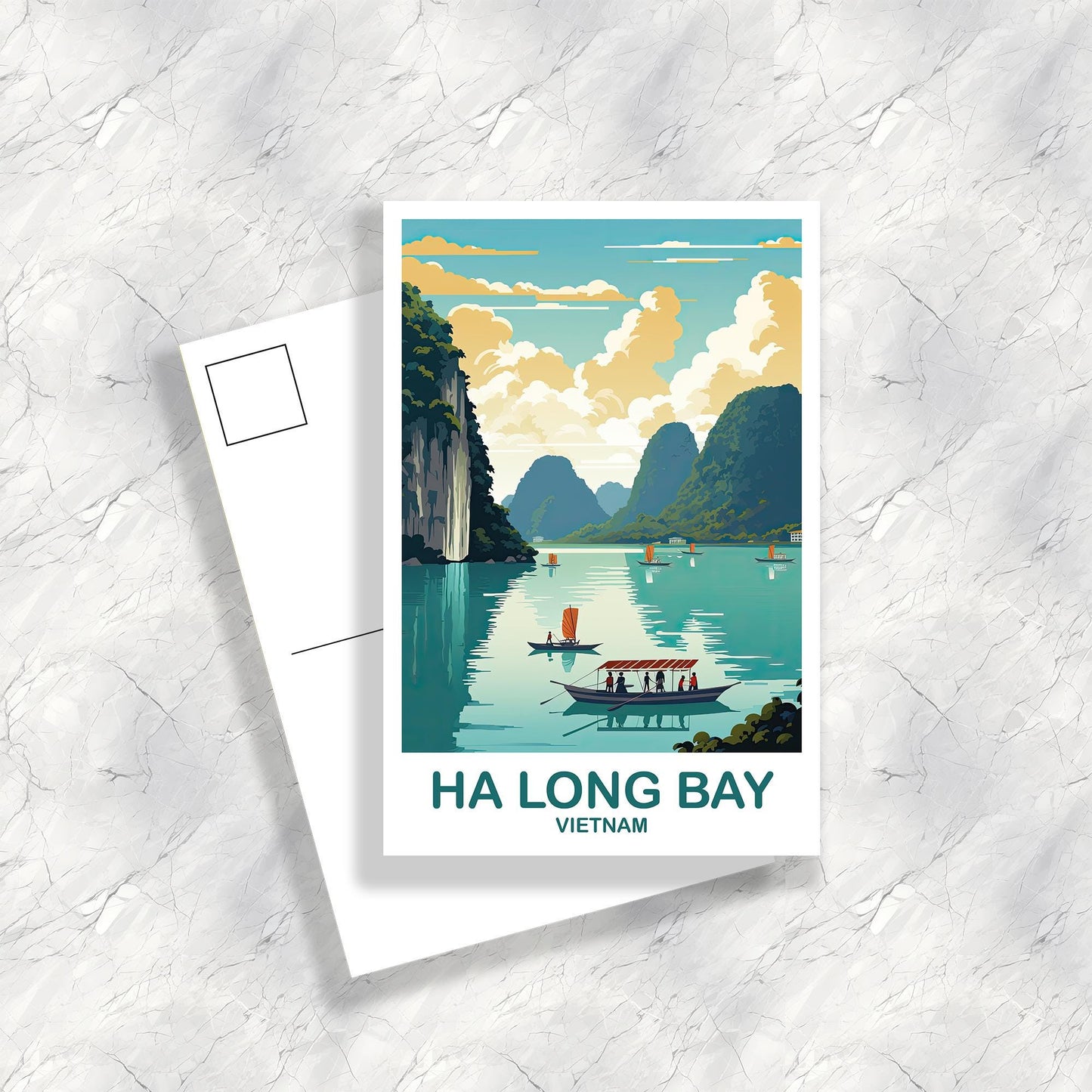 Ha Long Bay Vietnam Postcard Art, Vietnam Travel Postcard, Asia Postcard, Vietnam Postcard, Ha Long Bay Travel Postcard | T2AS_VIHLB1_P