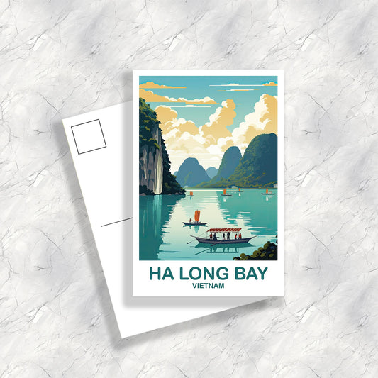 Ha Long Bay Vietnam Postcard Art, Vietnam Travel Postcard, Asia Postcard, Vietnam Postcard, Ha Long Bay Travel Postcard | T2AS_VIHLB1_P