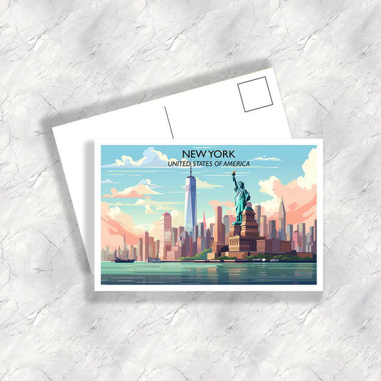 New York Travel Postcard, Manhattan Skyline Postcard, Big Apple Postcard,Statue of Liberty, Travel Postcard, USA Postcard | T3NA_NYNY1_P