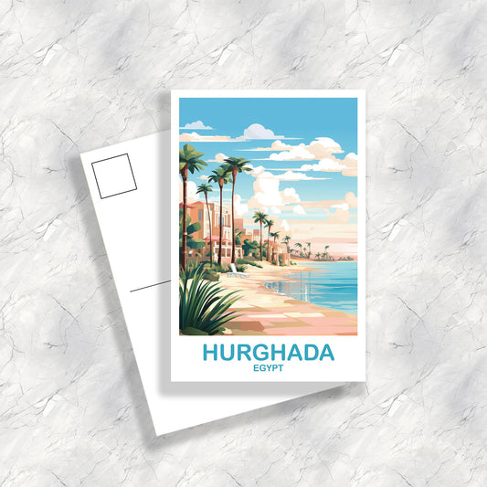 Hurghada Egypt Travel Postcard Art, Egypt Skyline, Hurghada Egypt Art Postcar, Travel Art, Africa Postcard Art | T2AF_EGHU1_P
