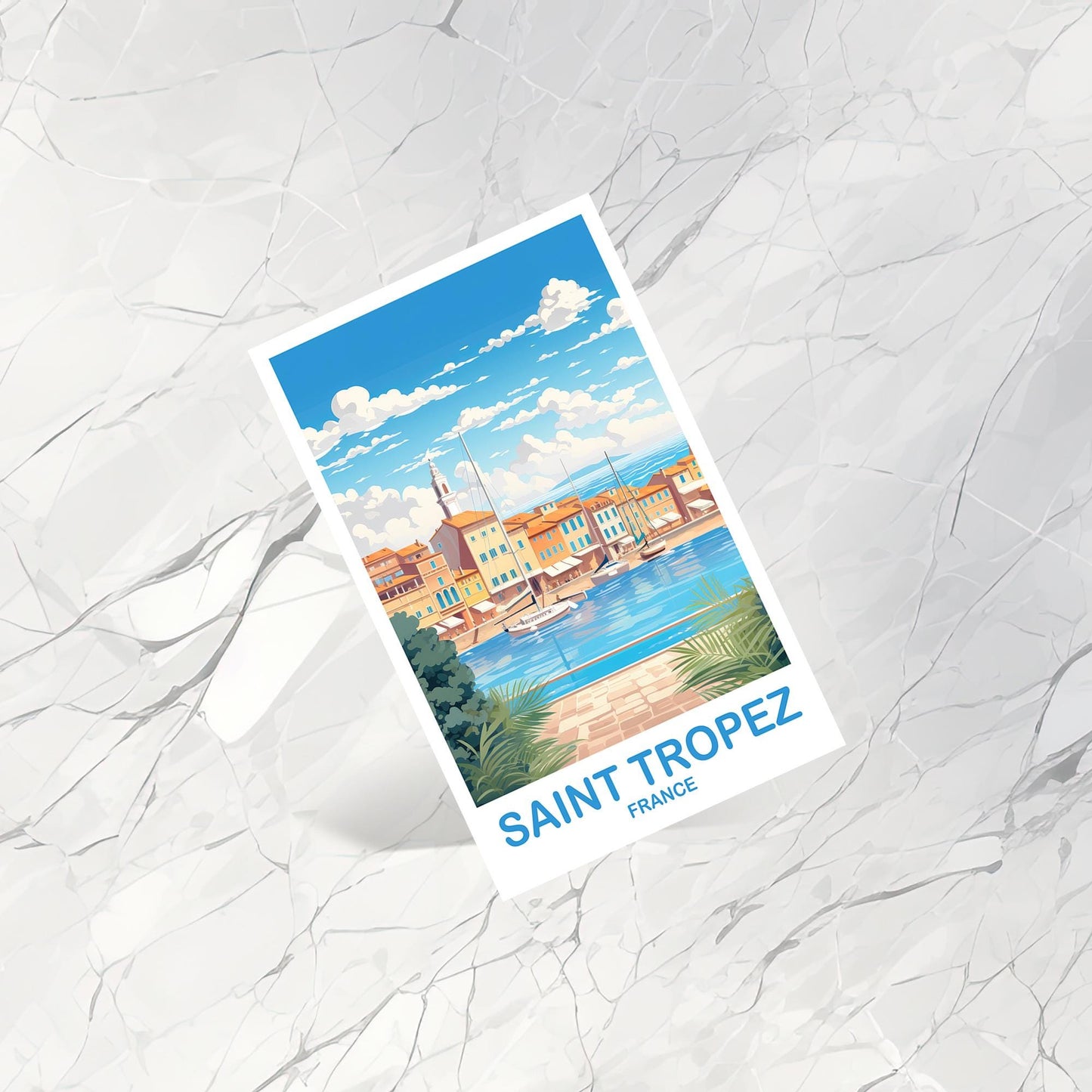 Saint Tropez France Postcard, France Postcard,  France Postcard Art, Saint Tropez Travel Postcard, Europe Travel Postcard | T2EU_FRST1_P