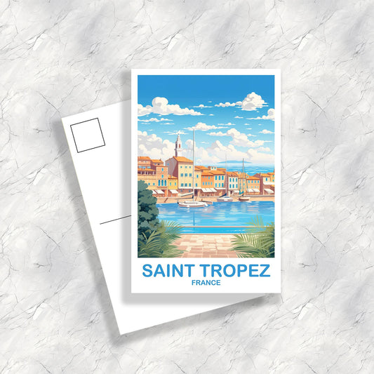 Saint Tropez France Postcard, France Postcard,  France Postcard Art, Saint Tropez Travel Postcard, Europe Travel Postcard | T2EU_FRST1_P