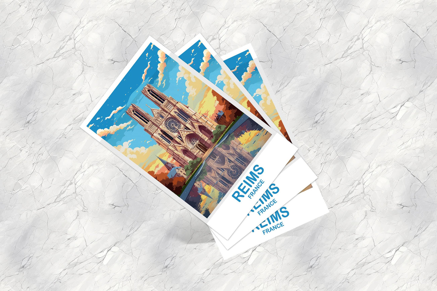 Reims France Travel Postcard, France Postcard,  France Postcard Art, Reims Travel Postcard, Europe Travel Postcard | T2EU_FRRE1_P