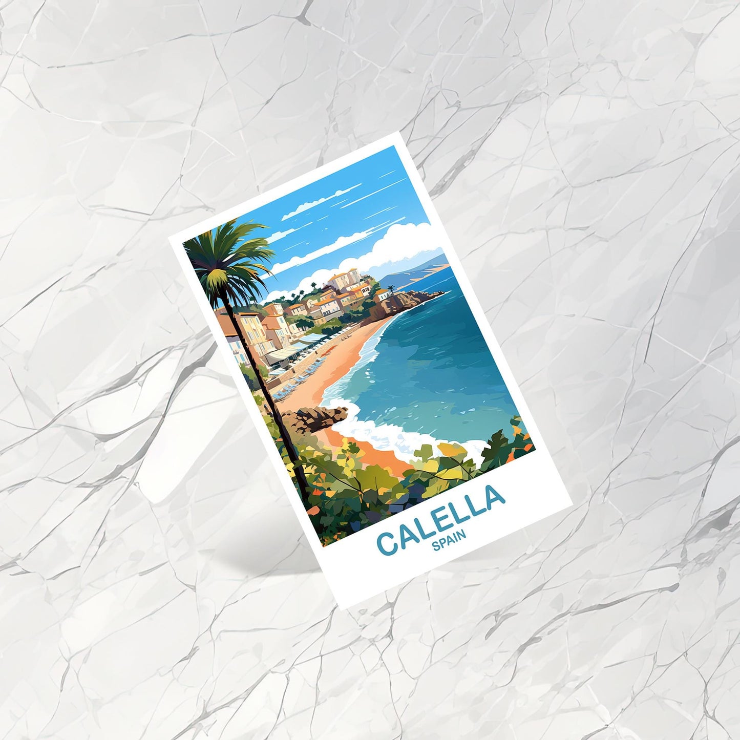 Calella Spain Travel Postcard Art, Spain Travel Postcard, Calella Wall Art Postcard, Spain Travel Art Postcard | T2EU_SPCA1_P