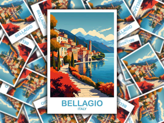 Bellagio Travel Sticker Art, Italy Travel Art, Bellagio Italy Sticker, Bellagio Art, Italy Travel Sticker, Travel Sticker | T2EU_ITBE1_S
