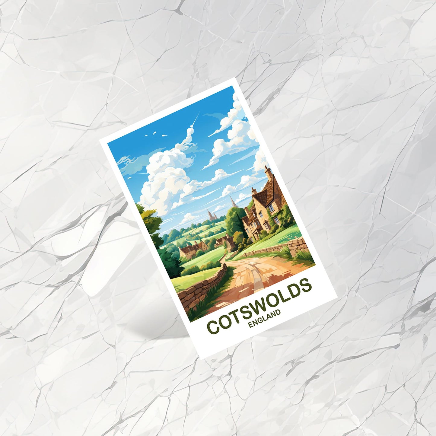 Cotswolds England Travel Postcard Art, England Postcard, Cotswolds Travel Postcard, England Travel, United Kingdom Postcard | T2EU_ENCO1_P