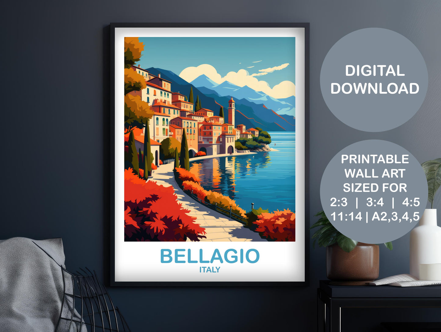 Printable Bellagio Travel Wall Art, Digital Italy Travel Art, Italy Travel  Art, Bellagio Italy Digital Download, Europe Art | DT2EU_ITBE1
