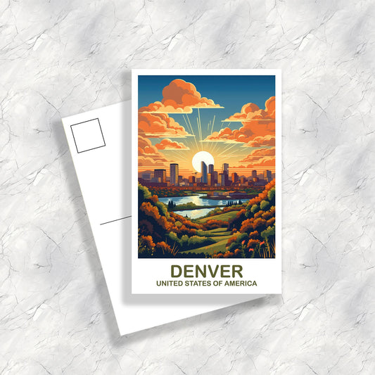 Denver Colorado Travel Postcard Art, Colorado Travel Postcard, City Skyline Postcard, USA Travel Postcard, Travel Postcard | T2NA_CODE1_P