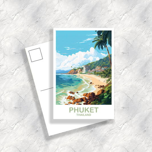 Phuket Thailand Travel Postcard, Travel Art Postcard, Phuket Postcard, Thailand Postcard, Travel Postcard | T2AS_THPH1_P